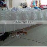 White Ice Silk Table Skirt With Tapes at Back With Detachable White Swag Table Sikrt thumbnail-4