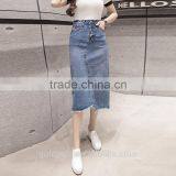 Wholesale Knee Length Denim Skirt Elastic Denim Long Fishtail Women Denim Long Skirt thumbnail-4