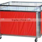 Red Wood Folding Trolley Cart Supermarket Trolley Promotion Item thumbnail-3