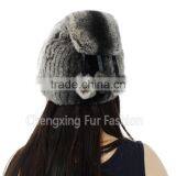 CX-C-240B Women Fashion Fur Pom Pom Winter Knitted Rabbit Fur Hat thumbnail-3