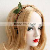 Handmade Cute Rabbit Ear Hair Band With Leaf Decorative Headband for Girls thumbnail-3