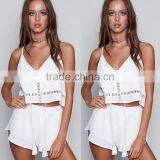 Deep V-Neck Chiffon Floral Print Jumpsuit Romper Summer Strap Backless Playsuit thumbnail-1