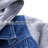 Fashional Splicing With Hood Knitted Kids Denim Jacket thumbnail-4