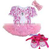 Baby Pink Damask Ghost Bodysuit Romper Tutu Jumpsuit Pettiskirt Crib Shoes Bow NB-18M thumbnail-1