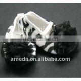 Baby Girl Zebra Crib Shoes With Black Rosettes 1603 thumbnail-1