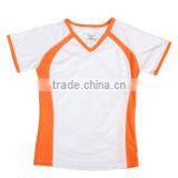 Short Sleeves v Neck Contrast Two Color Slim Fit t Shirt for Women thumbnail-1