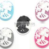 Mixed Resin Halloween Skull Pattern Oval Cameo 25x18mm(1"x3/4"), Sold per Packet of 50 thumbnail-1