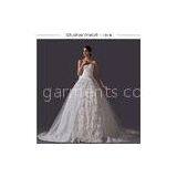 Strap lace cathedral train V Neck Wedding Dresses Beaded for Birdal / Girls / Women