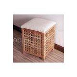 Custom Walnut Solid Wood Bathroom Furniture / Upholstered Gridding Footstool thumbnail-1
