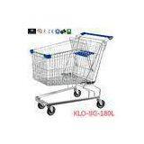 180 Liter Large Wire Mesh Supermarket Shopping Trolley / Shopping Cart With Baby Seat thumbnail-1