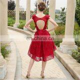 HS1615 Sexy Red Knee Length Flower Applique Bridal Party Dress for Bridesmaid thumbnail-5