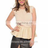 Felling Pretty Peplum Top Beige Ladies Casual Clothes For Summer thumbnail-2