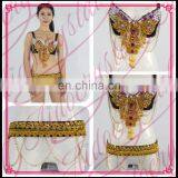 Aidocrystal Sexy Handmade Rhinestone Beads Tassel Decorated Belly Dance Bra & Hip Belt Sets thumbnail-1