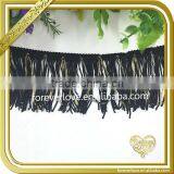 2016 fashion design black tassel fringe with chain trimming FT-014