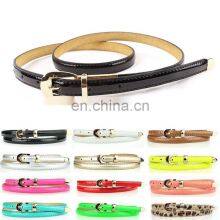 New Fashion Use 12 Colors Women Candy Color Narrow Thin Skinny Waist Belt Pu Leather Waistband thumbnail-1