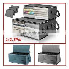 1/2/3Pcs Non-Woven Dust Proof Foldable Storage Box Wardrobe Storage Box Foldable Beddings Quilt Clothes Organizer Bag Proof thumbnail-2