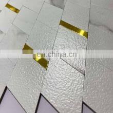 Self-adhesive Aluminum Plastic Mosaic Carrara White In Rhombus Shape Decoration For Wall