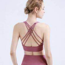 Hot Sale Running Girl Strappy Sports Bra for Women, Sexy Crisscross Back Medium Support Yoga Bra With Removable Cups thumbnail-5