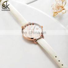 SHENGKE SK0153L Casual Woman White Leather Watches Branded Watches for Girls thumbnail-4