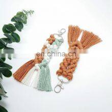 Hot Sale Macrame Keychain Pastel Colors Handmade Woven Bag Charm Boho Rustic thumbnail-1