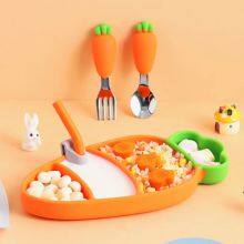 Cute Carrot Shape Plate Cutlery Set Baby Silicone Feeding Set thumbnail-2