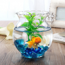 Factory Outlet Transparent Lace Fish Tank Aquarium Glass Round Clear Vase Mini Betta Fish Tank thumbnail-3