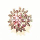 Multi Crystal Stone Elastic Girl Jewelry Flower Shaped Ring thumbnail-3