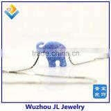 2015 New Arrived Synthetic Light Blue Opal Elephant Pendant With Fashion S925 Sterling Silver Chain Necklace thumbnail-6