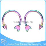 Forever Fashion Stainless Steel Horseshoe Circular Rainbow Nose Rings