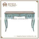 Rustic French Vintage Blue Wood Carved Entryway Console Table thumbnail-1