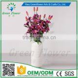 2016 Wholesale Four Heads Mini Lily Artificial Flowers Real Touch Bouquet Wedding Bridal Home Declarative Flowers thumbnail-1