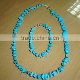 Wholesale necklace blue turquoise chips necklace with bracelet
