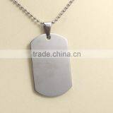 Smooth Plain Dog Tag Pendant Stainless Steel Necklace thumbnail-5