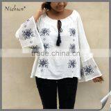 2016 Mandarin Sleeve Women Latest Fashion Blouse Design