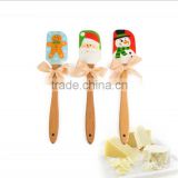 Christmas snow man shape Good Cook Silicone Spatulas with Bamboo Handles silicon spatula