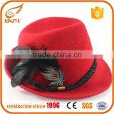 Custom Red Formal Hats Women Wool Felt Hat Feathers for Fedora Hats Supplier's Choice thumbnail-3