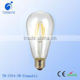 New revolution Ampoules LED E27 energy saving ST64 110lm/w warm white 4W 6W 8W led filament bulb e27