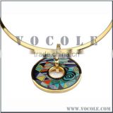 Figaro charn gold plated jewelry high quality enamel pendant Necklace