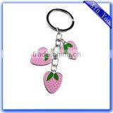Hot Sale Cheap Strawberry Shaped Custom Metal Bulk Keychain