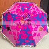 Vintage Fabric Patchwork Pink Parasol Traditional Indian Embroidered small umbrella