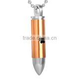 SRP8378-Golden Hot Pet Keepsake Memorials Pendant Paw Print Bullet Stainless Steel Cremation Urn Pendant thumbnail-2