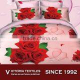 Red Rose Pattern Pink Background 120gsm 3d Reactive Printed Bedding Comforter Sheets Set thumbnail-1