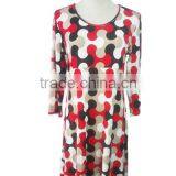 Round Collar Printing Long Skirt for Women Nightgown