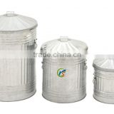 Excellent Metal Galvanized Trash Can, Set of 3