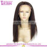 Natural Color Wig Brazilian Virgin 100 Human Hair Yaki Straight With Bleached Knots Yaki Middle Part Lace Front Wig thumbnail-1