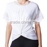 2016 Short Mesh Sleeve Top With Knotted Front Office In United States (USA)Small Minimum thumbnail-4