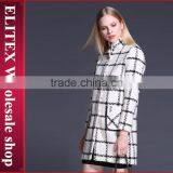 2015 Newest Black Plaid Straight Lady Overcoat Warm Winter Dress With Pocket thumbnail-5