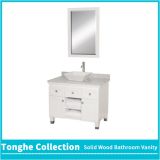 White Freestanding Bathroom Vanity White Marble Top Ceramic Vessel Sink