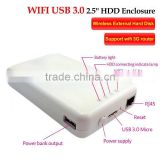 Hot sale Wifi USB 3.0 2.5 hdd enclosure , Support 3G wifi router power bank