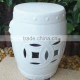 White Ceramic Stool for Garden Decor thumbnail-1